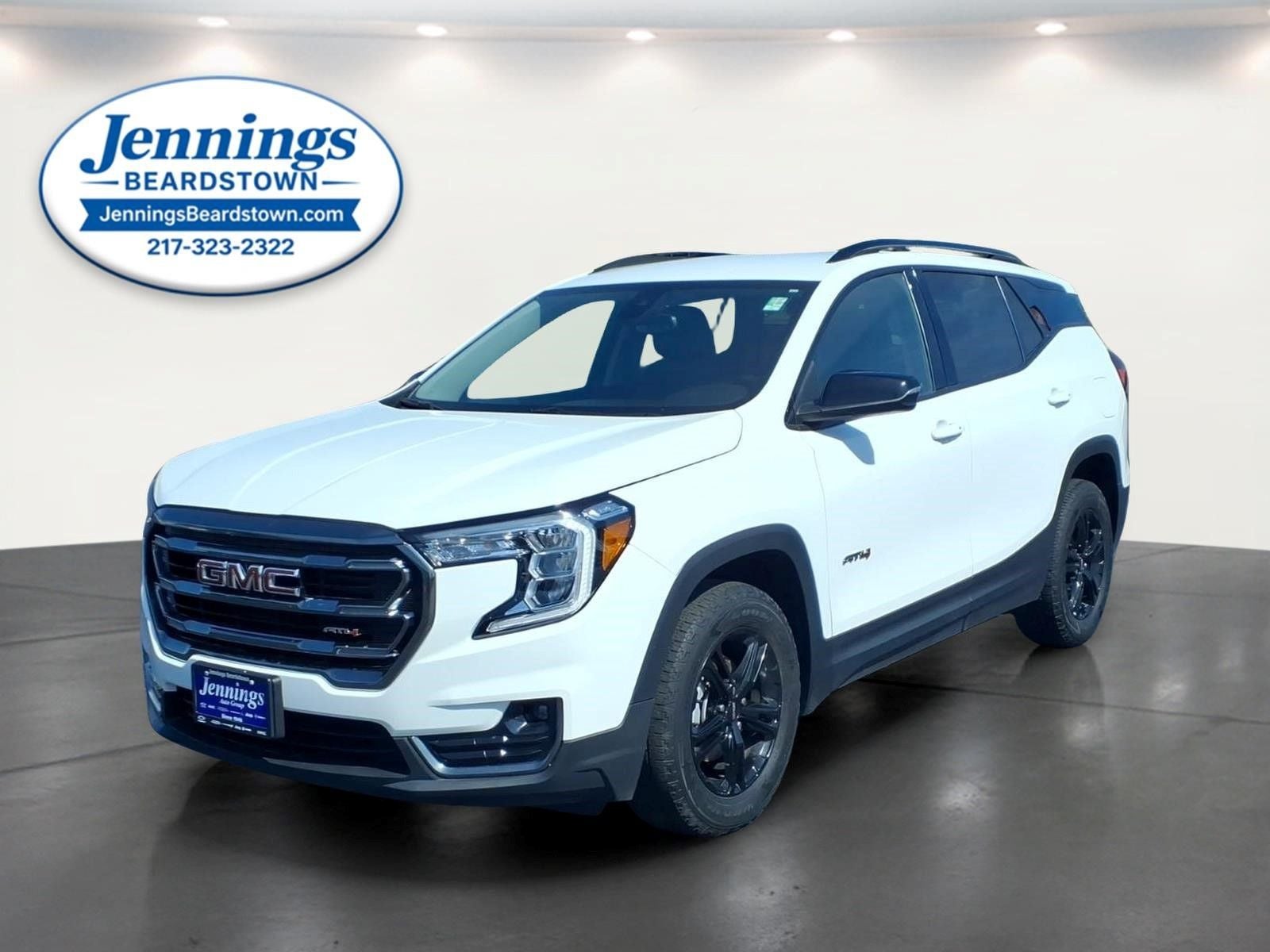 2023 GMC Terrain AWD AT4 in Summit White — front three-quarter view